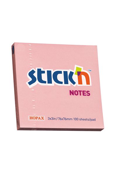Hopax Pastel Pink Stickn Adhesive Note Paper - 12 Pieces, 100 Yp, 76X76 21148