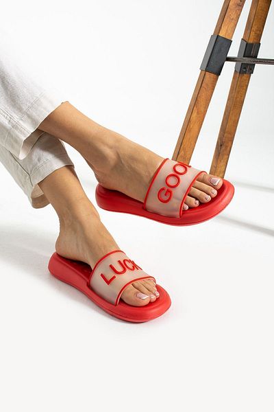 Moda Devrin Gz15002 Κόκκινες καλοκαιρινές γυναικείες παντόφλες Eva ελαφριές παντόφλες πισίνας, θάλασσα, μπάνιο, χαμάμ