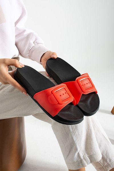 Moda Devrin Gz14311 - Soft Extra Light Pomegranate Single Buckle Women's Eva Slippers