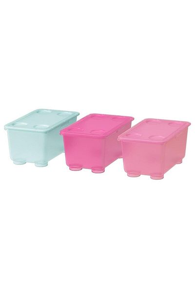 IKEA Glass Box with Lid, Pink-turquoise, 17x10 Cm