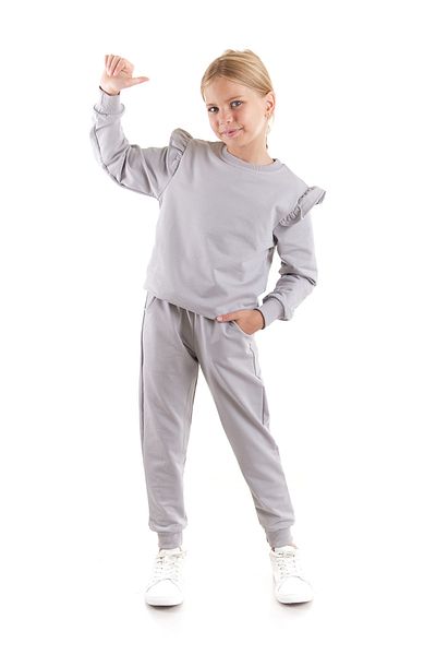 AHENGİM Κοριτσίστικο σετ αθλητικής φόρμας Cotton Trend - Frill Detailed Ak2515
