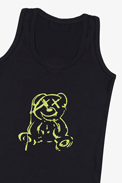 koza iç giyim Boy's Black Teddy Bear Patterned Athlete Boxer Set