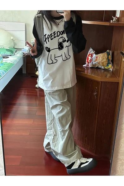 Touz Moda Λευκό μακρυμάνικο μπλουζάκι Raglan με στάμπα Freedom Dog