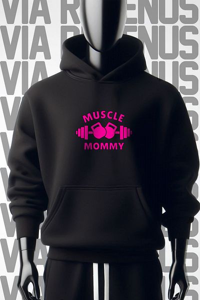 Vordevia Muscle Mommy 3 Thread Wide Fit - Hanorac negru cu glugă cu imprimeu în față și în spate