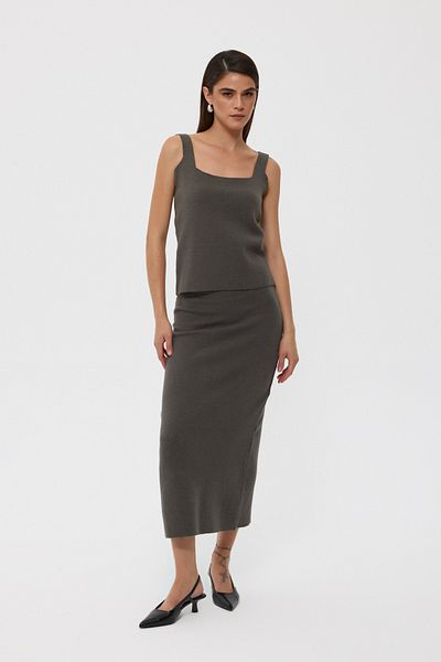 Seda Yalçın Atelier Anthracite Knitwear Cardigan, Blouse and Skirt Set