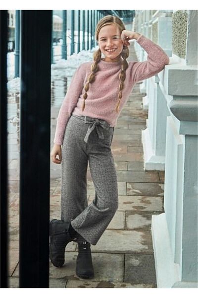 MAYORAL Pantaloni tricotați pentru fete jacquard gri - 7552