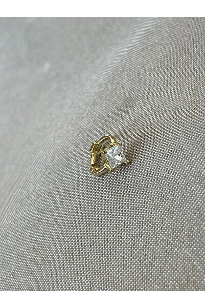 ds denizden silver Dikdörtgen Taşlı Gümüş Halka Piercing - 1 Adet