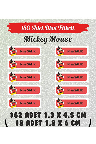 MONO GRUP Okul Etiketi Mickey Mouse Kalem Defter Özel Isim Yazılabilen Etiket...