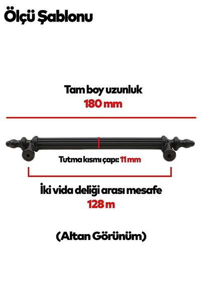 Badem10 (PLASTIC HARD) Polavit 128 Mm Mobilier Negru Sertar Bucătărie Dulap Mâner Dulap Mâner Mâner 10 buc