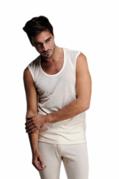 Hasyün Men's Cream Men's Wool Thermal Thin Undershirt Elf568has600ccm