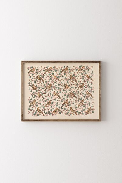 epiqart Kuş Deseni - Ahşap Desenli Çerçeve