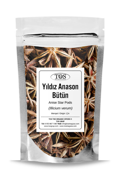 TOS The Organic Spices Yıldız Anason Bütün 100 gr (1. KALİTE) Illicium Verum ...