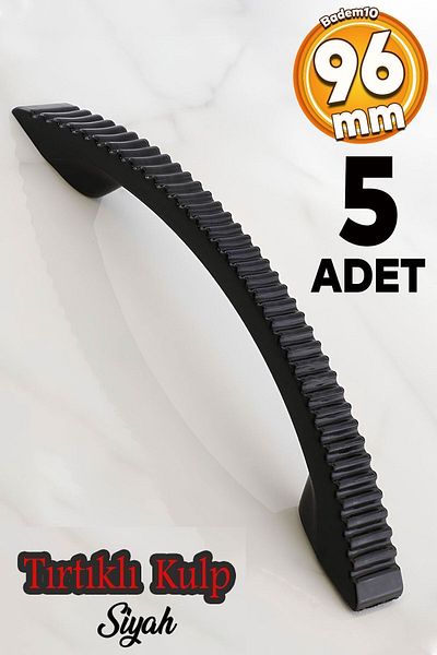 Badem10 (PLASTIC HARD) Mâner zimțat de 96 mm Mobilier negru Sertar de bucătărie Mâner dulap Mâner 5 buc.
