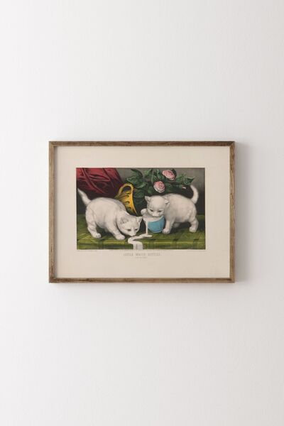 epiqart Λευκά γατάκια - Μικρό πλαίσιο με ξύλινο σχέδιο