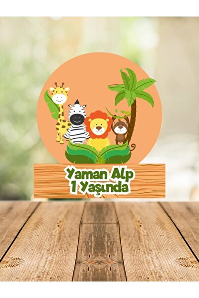 Melek Atölye - Bebek Çocuk Resimli Doğum Günü Ahşap Magnet Mıknatıslı Safari ...