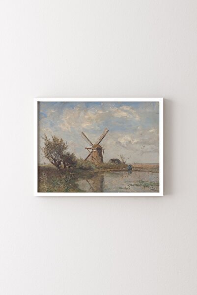 epiqart Moara de vânt - Cadru alb