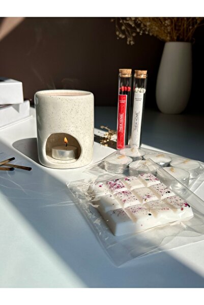 THEIA HOME Buhurdanlık Kare Mum 6'lı Tealight Ve 2x10 Adet Uzun Siyah Kibrit ...