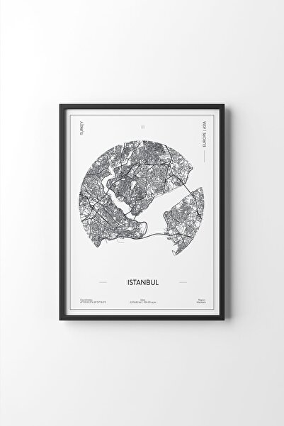 epiqart İstanbul Haritası - Siyah Çerçeve