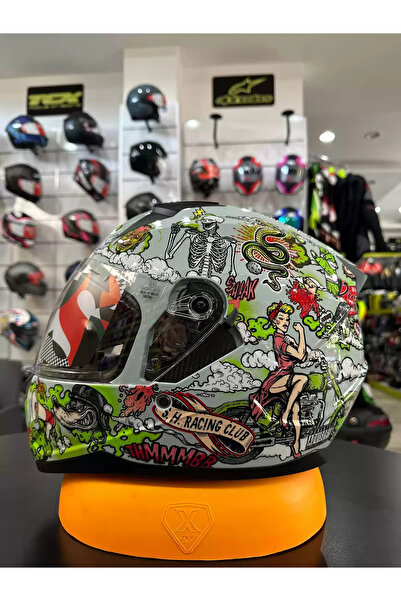 Shiro KASK FULL FACE BLASTER OLDSKULL GRAFIC SUN VİZÖR