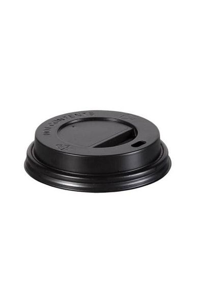 Kraft Black Plastic Hot Drink Lid - 8-9-12 Oz, 50 Pieces