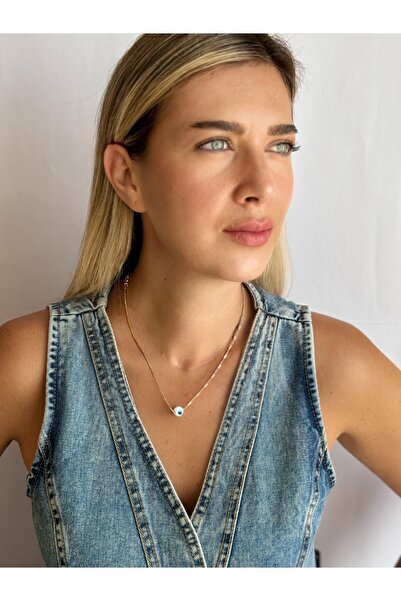 Ayça vural Cam nazar boncuklu ince zincirli kolye