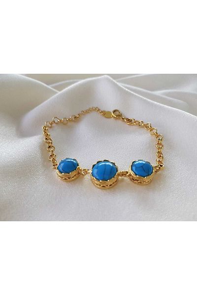isikaccessories Turquoise Stone Gold Set
