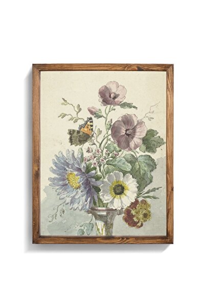 epiqart Çiçekler Ahşap Desenli Derin Çerçeve