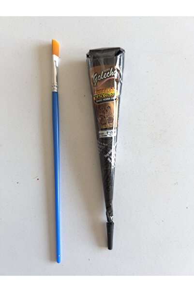 Airbrush Tattoo 1 Tüp Golecha Siyah Hint Kınası ve 1 Sayfa Geçici Dövme Şablo...