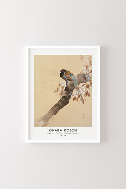 epiqart Κολλάρος στο κλαδί του άνθη της κερασιάς - Λευκό πλαίσιο