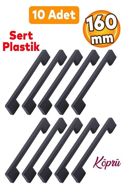 Badem10 (Mobilier - Dulap Sertar Bucatarie) 160mm Negru Plastic Dur 10buc