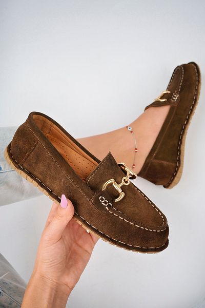 Deripabuc Brown Suede Genuine Leather Women's Loafer - Dp77-0600