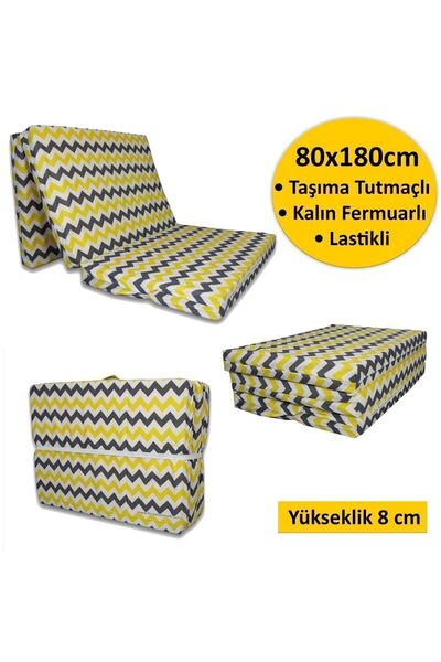 Genel Markalar Katlanır Sünger Yatak Minder 80x180x8cm Sarı Zikzak