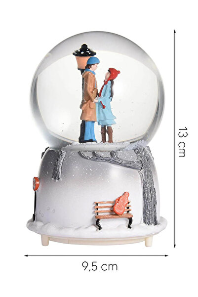 ALFAGİFT Romantik Aşıklar Kar Küresi - Müzikli, Led Işıklı, Renk Değiştiren Dekoratif Masaüstü Hediye