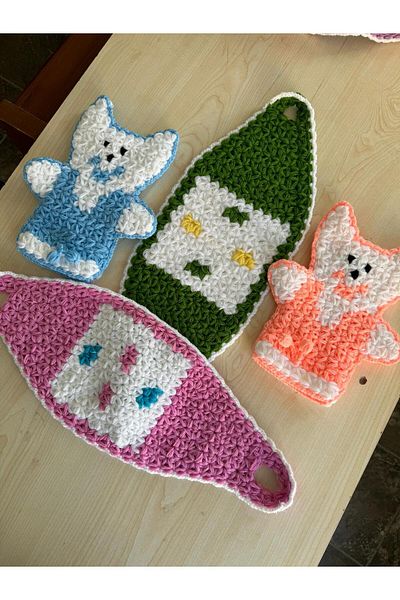 TUTUYA TEXTIL 4 Pieces Mixed Color All Trend Hand Knitted