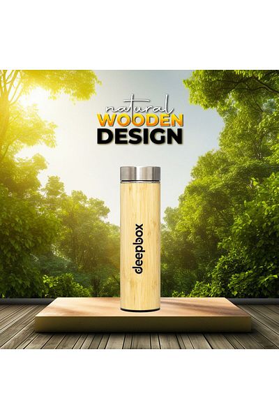 Deep Box 500 ml Capacity Wooden Bamboo Thermos