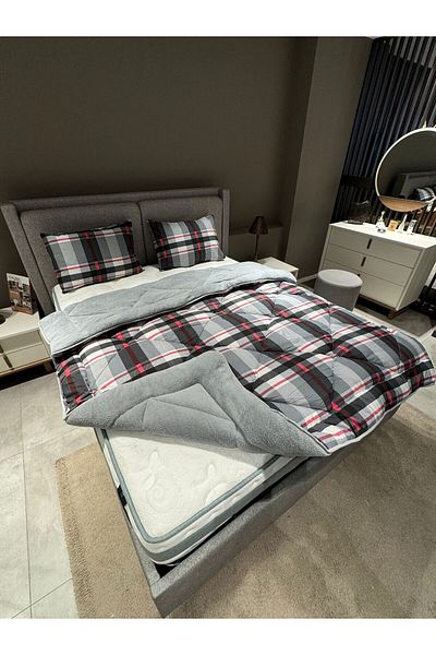 Violacasa Double Double Sided Welsoft Quilt Set Gray Plaid