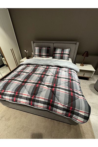 Violacasa Double Double Sided Welsoft Quilt Set Gray Plaid