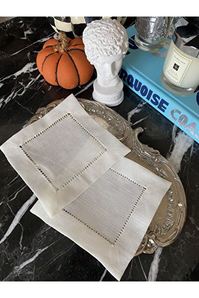 Handmade 2'li Kahve yanı kokteyl sunum peçetesi sade el yapımı (özel kenarlı)