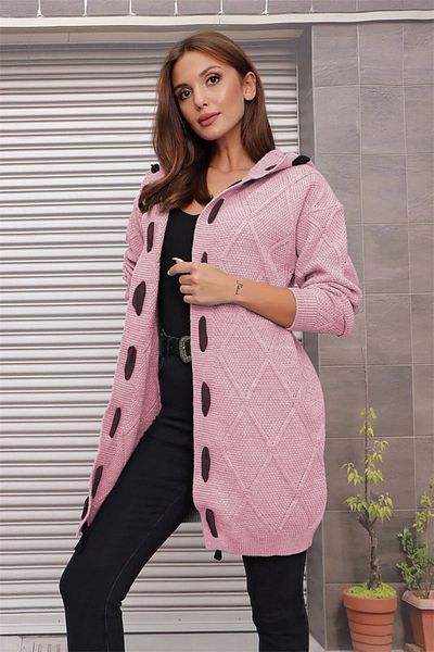 AQE FASHION Cardigan cu glugă cu model în dungi