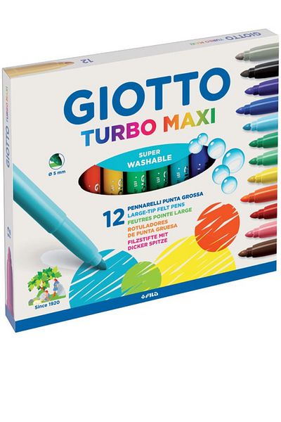 Giotto Turbo Maxi Jumbo Felt Tip Pen 12 Colors (454000)