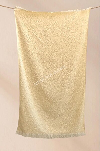 Meslina 80X160 Fringed Large Peshtemal - Beach and Bath Towel, Cream Color - Hs-Beach-Cream
