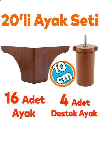 NZB Mobilya Koltuk Kanepe Tv Ünitesi Yükseltme Destek Ayağı 10 cm Kahve Ayakl...