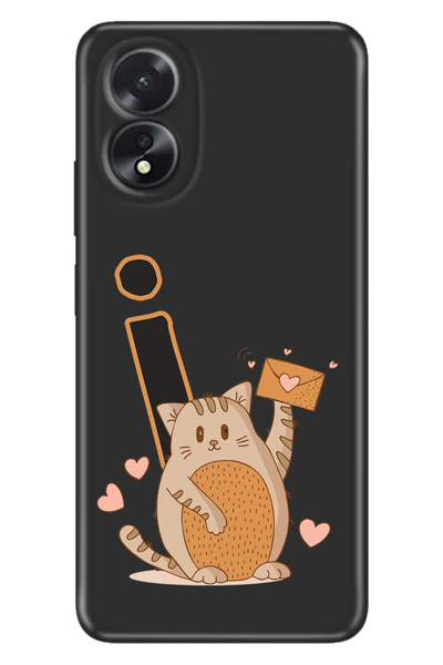 OPPO A38 Uyumlu Kılıf HD Kareografik Silikon Kedili İ Harfi