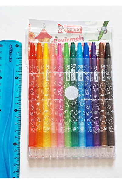 Modellino 12'li Çevirmeli Mum Boya Mikro Uzun Boy 17cm