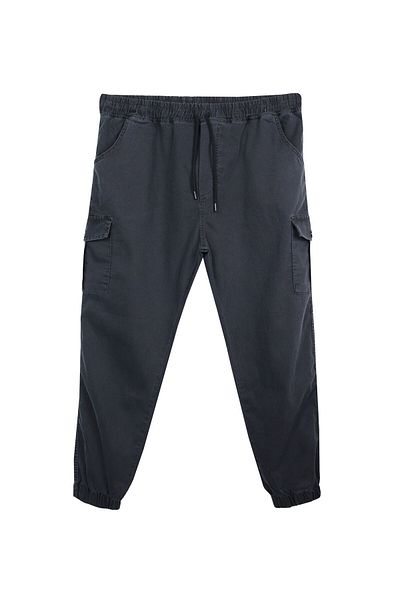 marufshop بنطال جينز رجالي مقاس كبير - 100-156 كيلو، جيب كارجو، أنثراسايت
