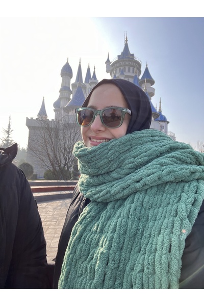 Verda Desing Puffy Soft Large Size Scarf Green