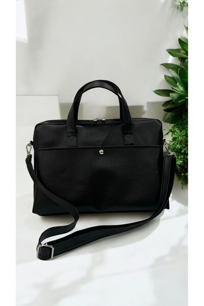 çantaevim حقيبة كمبيوتر محمول سوداء لجهاز iPad - مع حزام