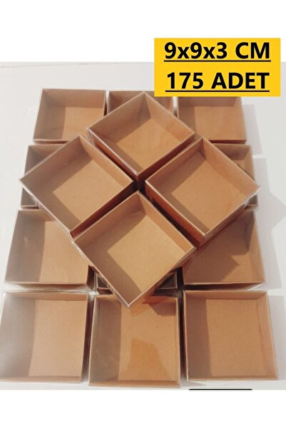 Genel Markalar 175 Adet 9x9x3 Cm Asetat Kapaklı Kraft Kutu Düğün Nişan Kına H...