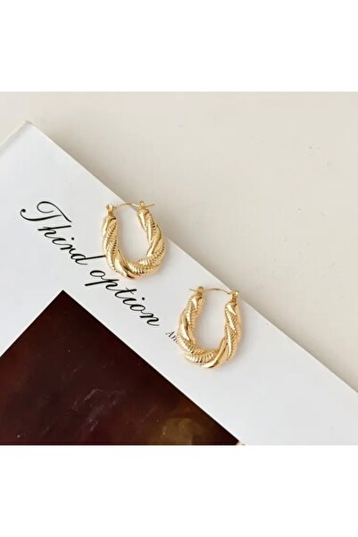 Accessories Vanilla Avenue Altın Sarısı Antik Burgu U Şeklinde Sallantılı Kadın Küpe