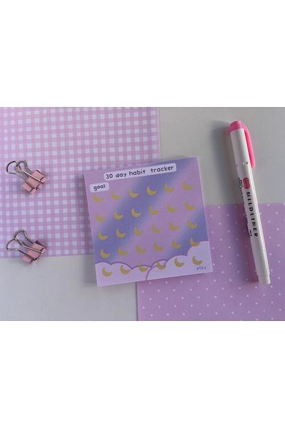 Efsu 10x10 سم Purple Moon Habit Tracker Memopad/Notepad/Notebook
